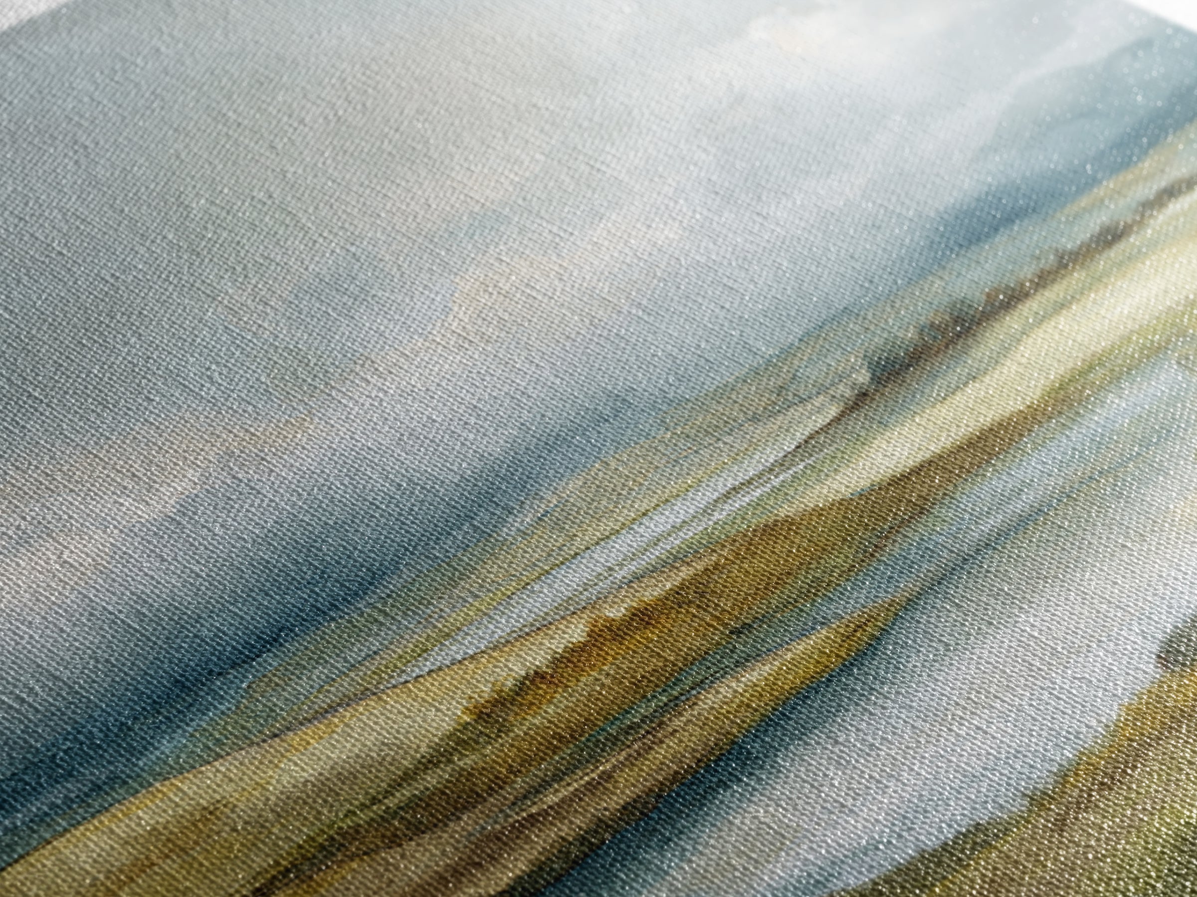 Soft Romantic Landscape Framed Canvas Print, Above Bed Art, Home Decor, Bedroom Decor, Oil Painting, Serenity, Contemporary Art, ABA-1x1-41