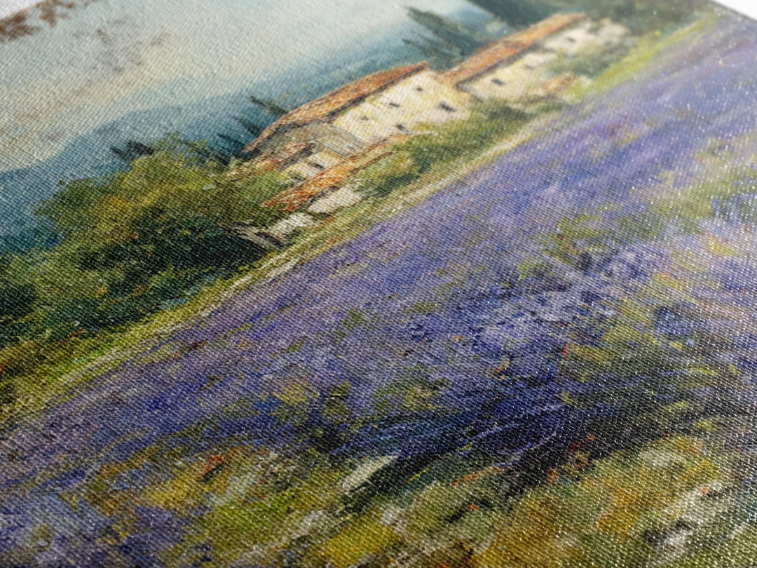 Oversized Lavender Field Framed Canvas Print, Above Bed Art, Dopamine Decor, Bedroom Decor, Oil Painting, Serenity, ABA-1x1-43