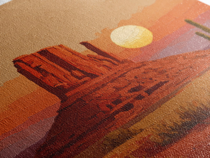 Dreamy Desert Sunset Framed Canvas Print, Above Bed Art, Bedroom Decor, Oil Painting, Serenity, Boho Decor, Western Decor, ABA-1x1-7