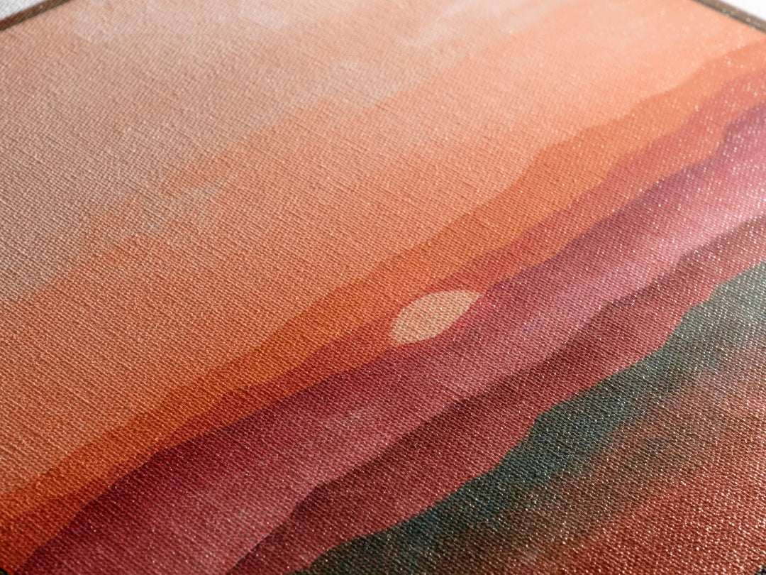 Dreamy Desert Sunset Framed Canvas Print, Above Bed Art, Modern Decor, Bedroom Decor, Fine Art, Serenity, Digital Prints, ABA-1x1-79
