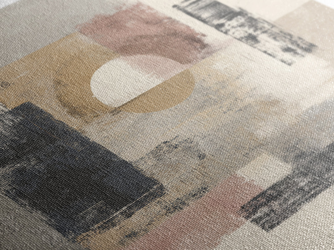 Japandi Ink Shapes Canvas Print, Above Bed Art, 3 Piece Wall Art, Bedroom Decor, Fine Art, Serenity, Textured Painting, ABA-1x1-90