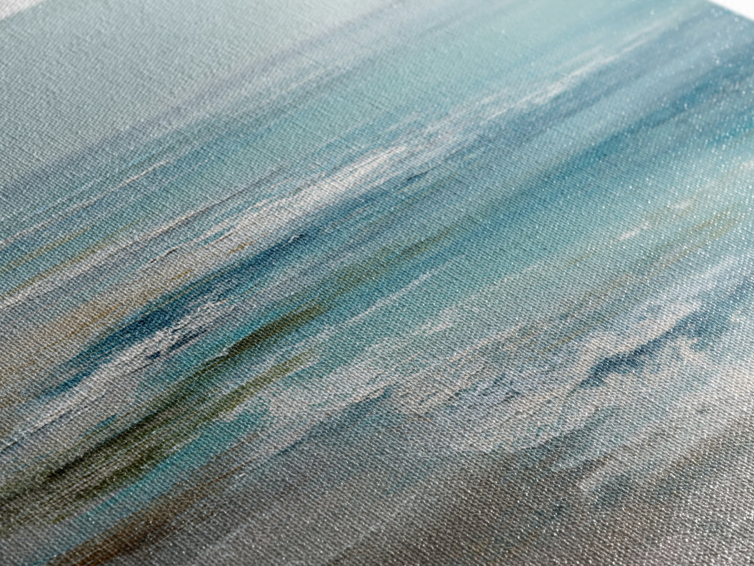 Serene Ocean Tide Seen from Above Framed Canvas Print, Above Bed Art, Luxury Decor, Bedroom Decor, Fine Art, Serenity, ABA-1x1-93
