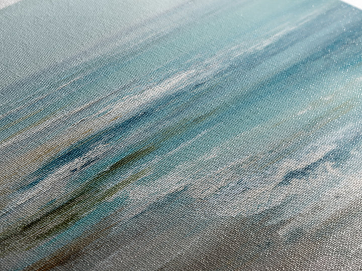 Serene Ocean Tide Seen from Above Framed Canvas Print, Above Bed Art, Luxury Decor, Bedroom Decor, Fine Art, Serenity, ABA-1x1-93