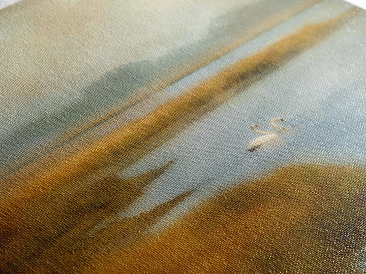 Paired Swans in a Dreamy Painterly Lake Canvas Print, Above Bed Art, Bedroom Wall Decor, Bedroom Decor, Fine Art, Serenity, ABA-1x1-94