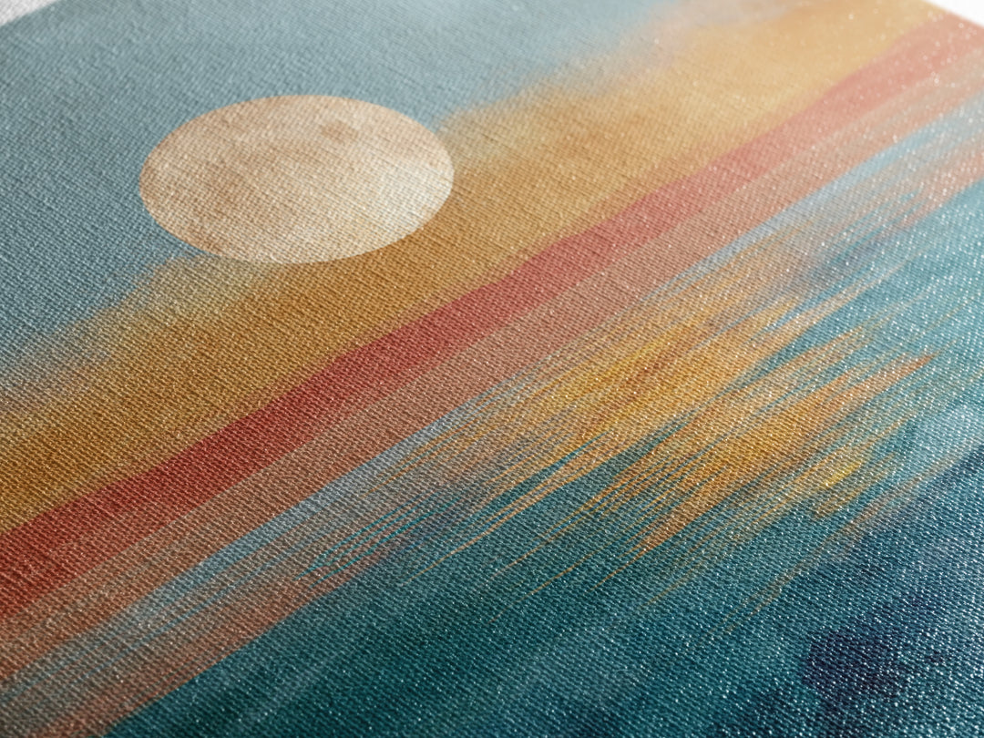 Quiet Moon over a Calm Ocean Horizon Canvas Print, Above Bed Art, Wall Art, Bedroom Decor, Oil Painting, Serenity, ABA-1x1-99