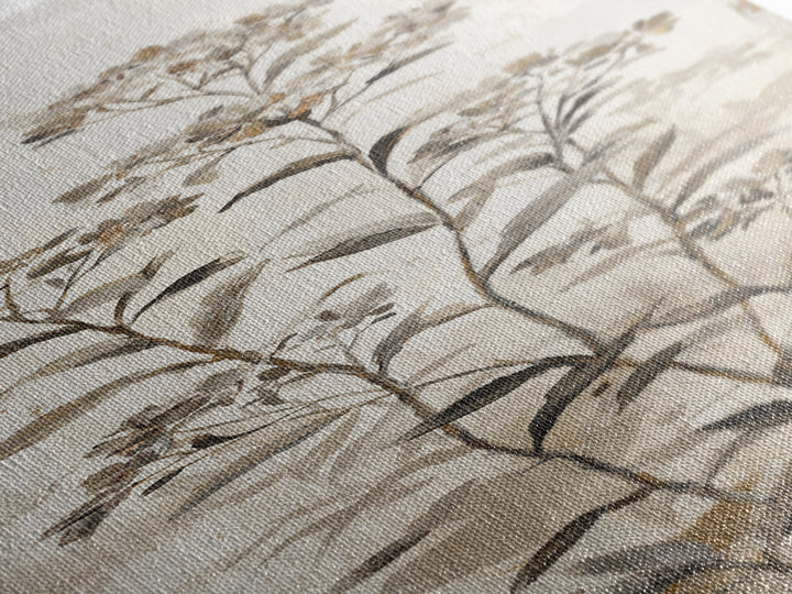 Tonal Botanical Shadows on Plaster Surface Canvas Print, Above Bed Art, Digital Print, Bedroom Decor, Fine Art, Serenity, ABA-1x3-11