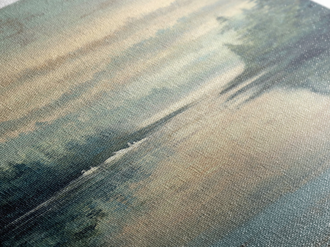 Paired Swans in a Dreamy Painterly Lake Canvas Print, Above Bed Art, Living Room Wall Art, Bedroom Decor, Serenity, Wall Decor, ABA-1x3-34