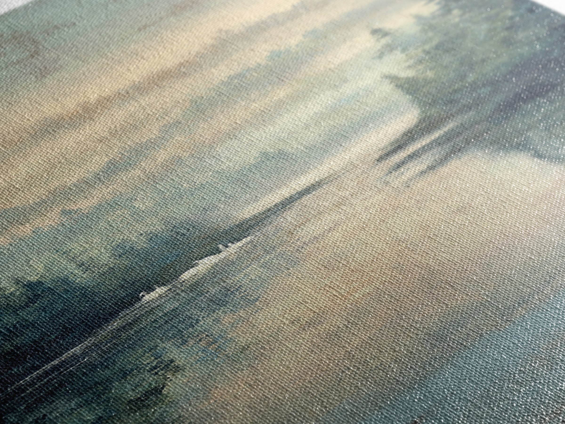 Paired Swans in a Dreamy Painterly Lake Canvas Print, Above Bed Art, Living Room Wall Art, Bedroom Decor, Serenity, Wall Decor, ABA-1x3-34