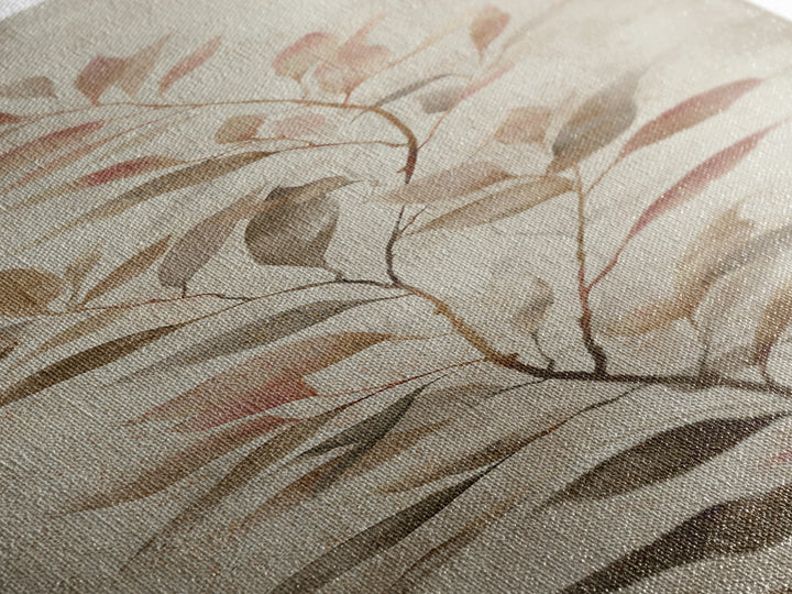 Tonal Botanical Shadows on Plaster Surface Canvas Print, Above Bed Art, Textured Wall Art, Bedroom Decor, Oil Painting, ABA-1x3-59