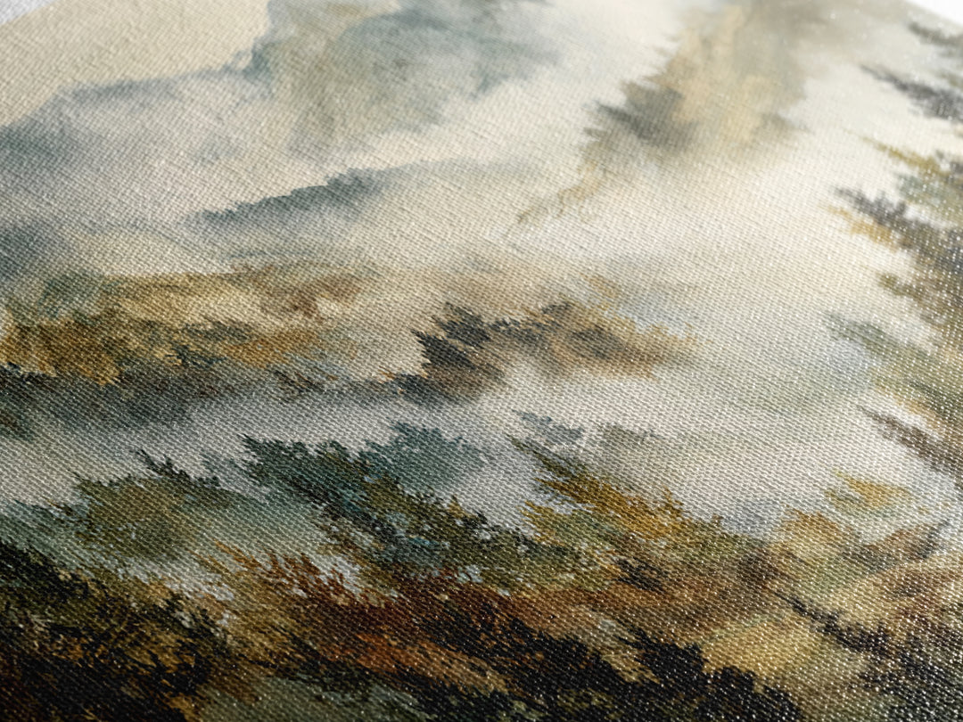 Quiet Forest Ridge Softened by Fog Framed Canvas Print, Above Bed Art, Art Print, Bedroom Decor, Fine Art, Serenity, Dorm Decor, ABA-2x1-10