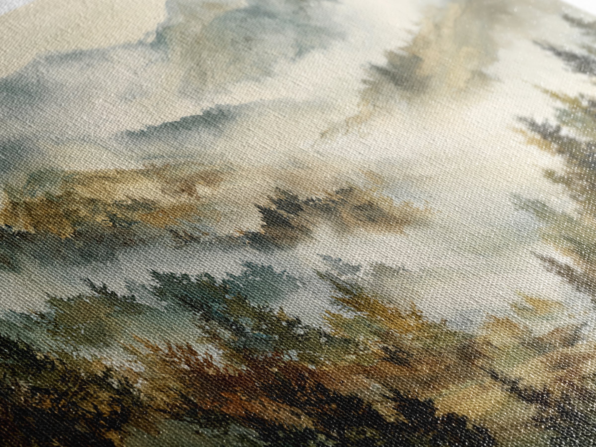 Quiet Forest Ridge Softened by Fog Framed Canvas Print, Above Bed Art, Art Print, Bedroom Decor, Fine Art, Serenity, Dorm Decor, ABA-2x1-10