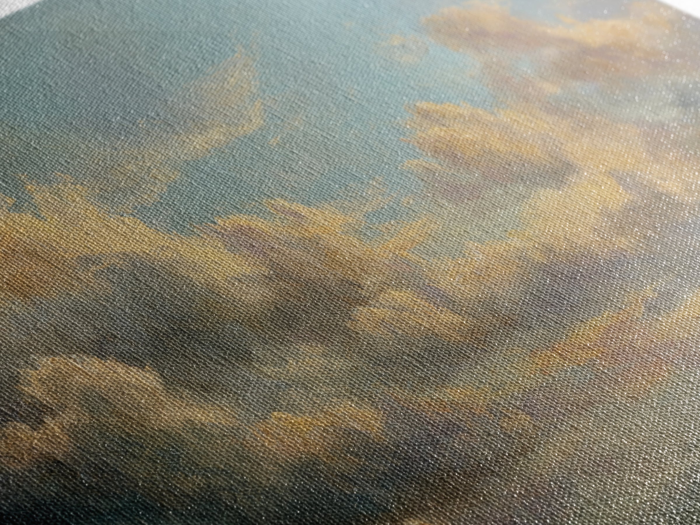Tranquil Cloudscape with Blush Undertones Framed Canvas Print, Above Bed Art, Wall Decor, Bedroom Decor, Fine Art, Serenity, ABA-2x1-25