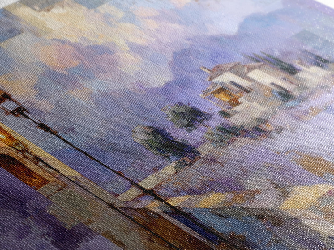 Oversized Lavender Field Canvas Print, Above Bed Art, Bedroom Decor, Oil Painting, Serenity, Whimsical Decor, ABA-2x1-39