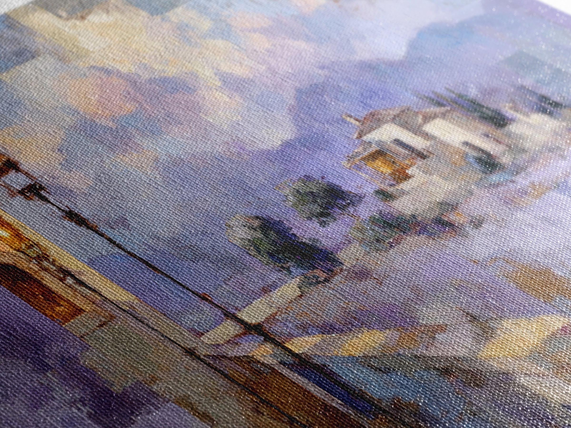 Oversized Lavender Field Canvas Print, Above Bed Art, Bedroom Decor, Oil Painting, Serenity, Whimsical Decor, ABA-2x1-39