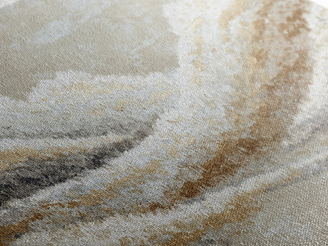 Warm Taupe Abstract Waves Framed Canvas Print, Above Bed Art, Japanese Wall Art, Bedroom Decor, Abstract Art, Serenity, ABA-2x1-59