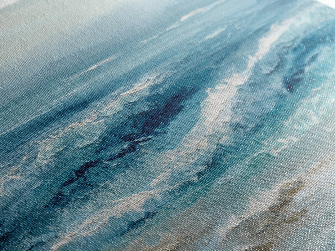 Serene Ocean Tide Seen from Above Framed Canvas Print, Above Bed Art, Wall Art Prints, Bedroom Decor, Fine Art, Serenity, ABA-2x1-65