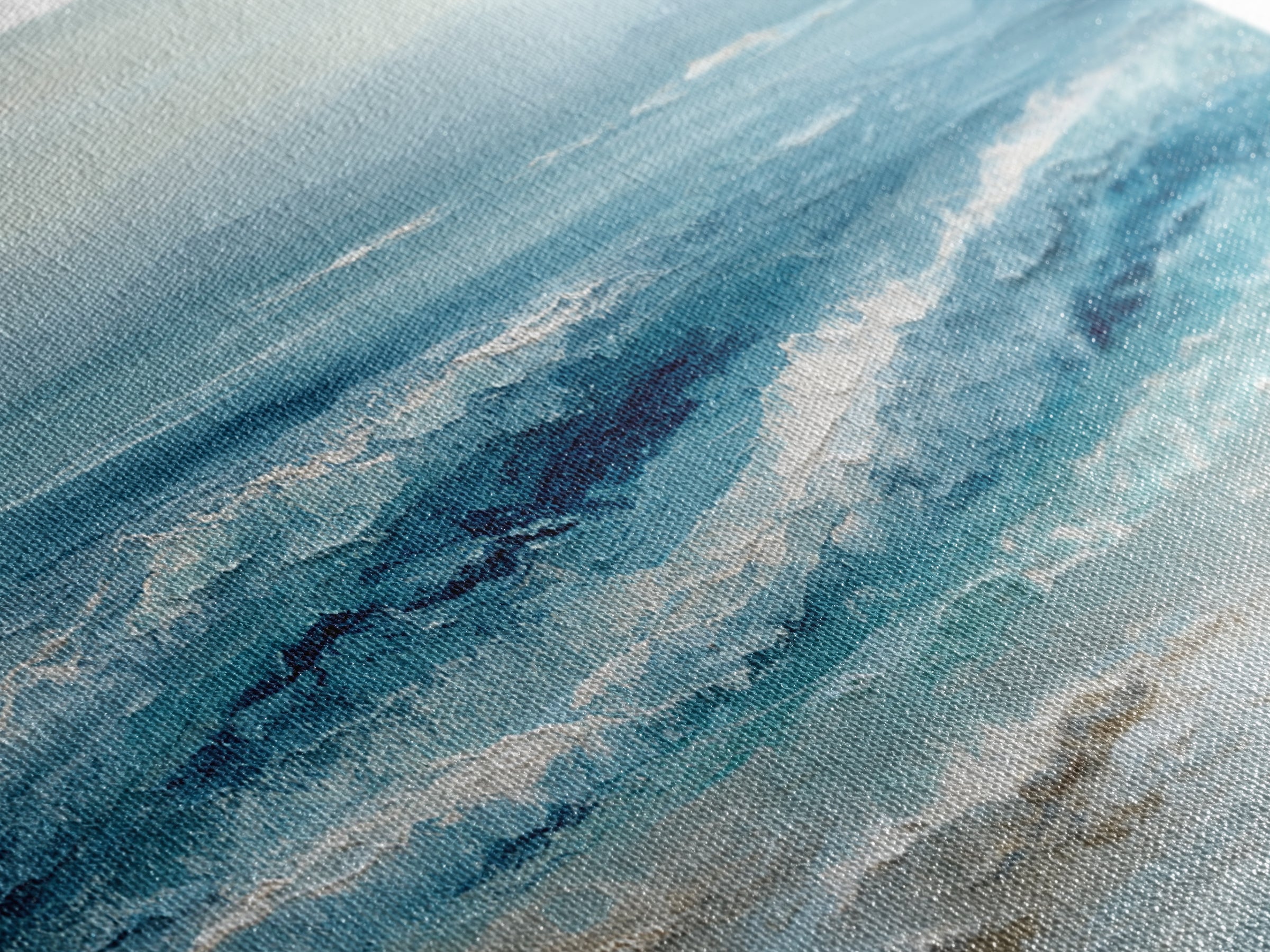 Serene Ocean Tide Seen from Above Framed Canvas Print, Above Bed Art, Wall Art Prints, Bedroom Decor, Fine Art, Serenity, ABA-2x1-65