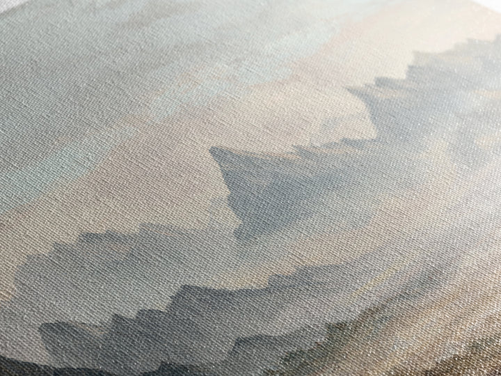 Panoramic Misty Mountain Landscape Canvas Print, Above Bed Art, Textured Wall Art, Bedroom Decor, Fine Art, Serenity, ABA-2x1-69