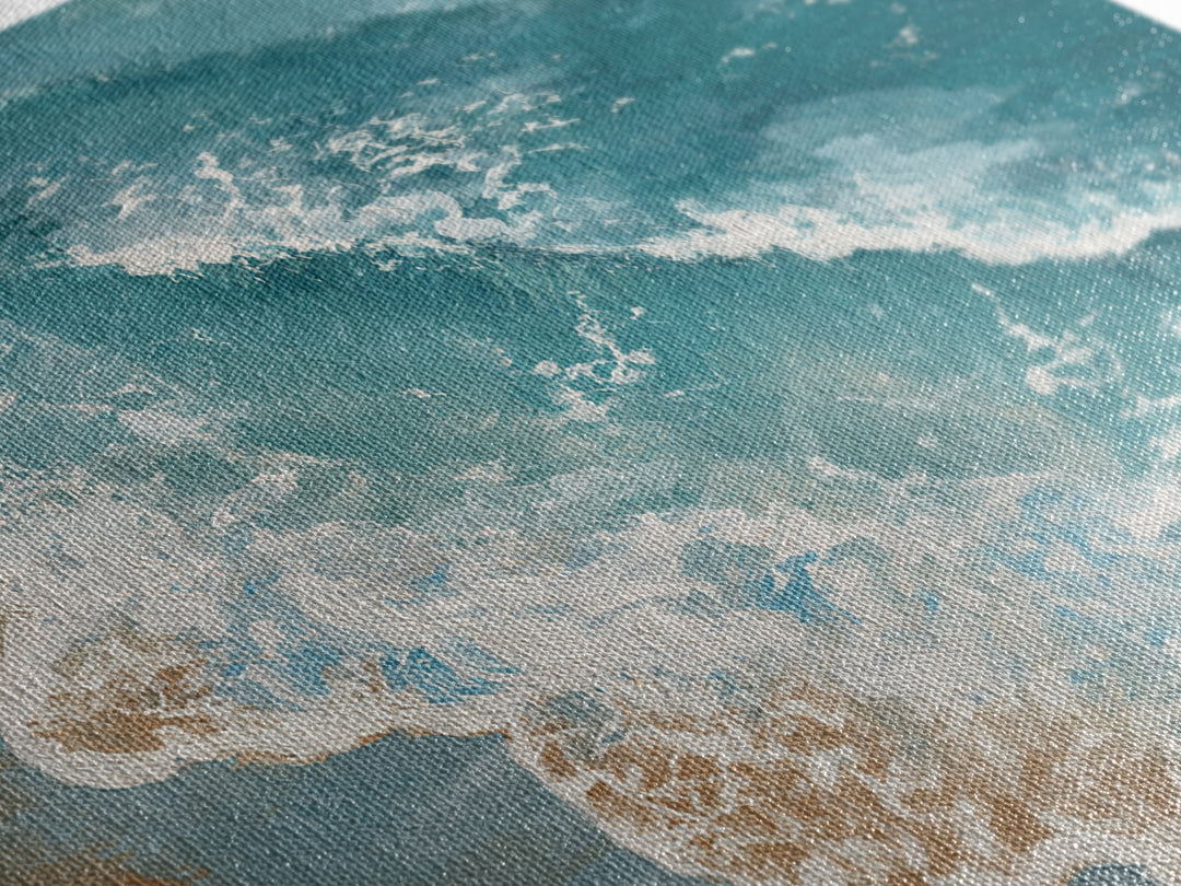 Serene Ocean Tide Seen from Above Canvas Print, Above Bed Art, Bedroom Decor, Oil Painting, Serenity, Boho Decor, Western Decor, ABA-2x1-89