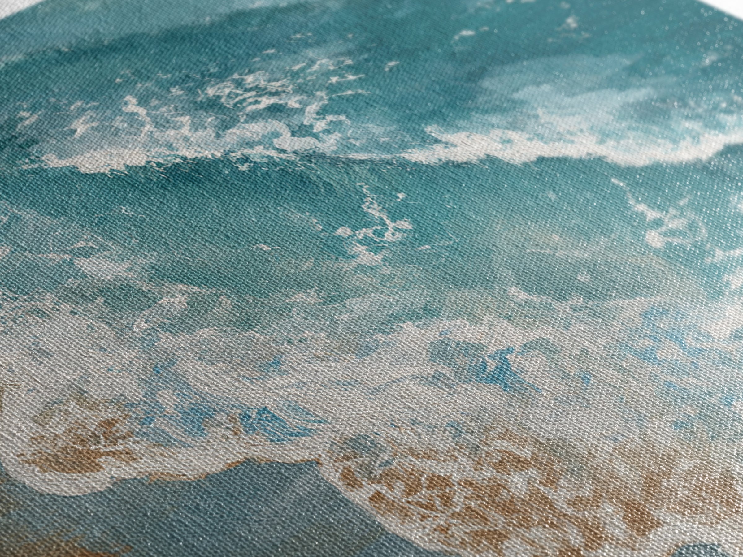 Serene Ocean Tide Seen from Above Canvas Print, Above Bed Art, Bedroom Decor, Oil Painting, Serenity, Boho Decor, Western Decor, ABA-2x1-89