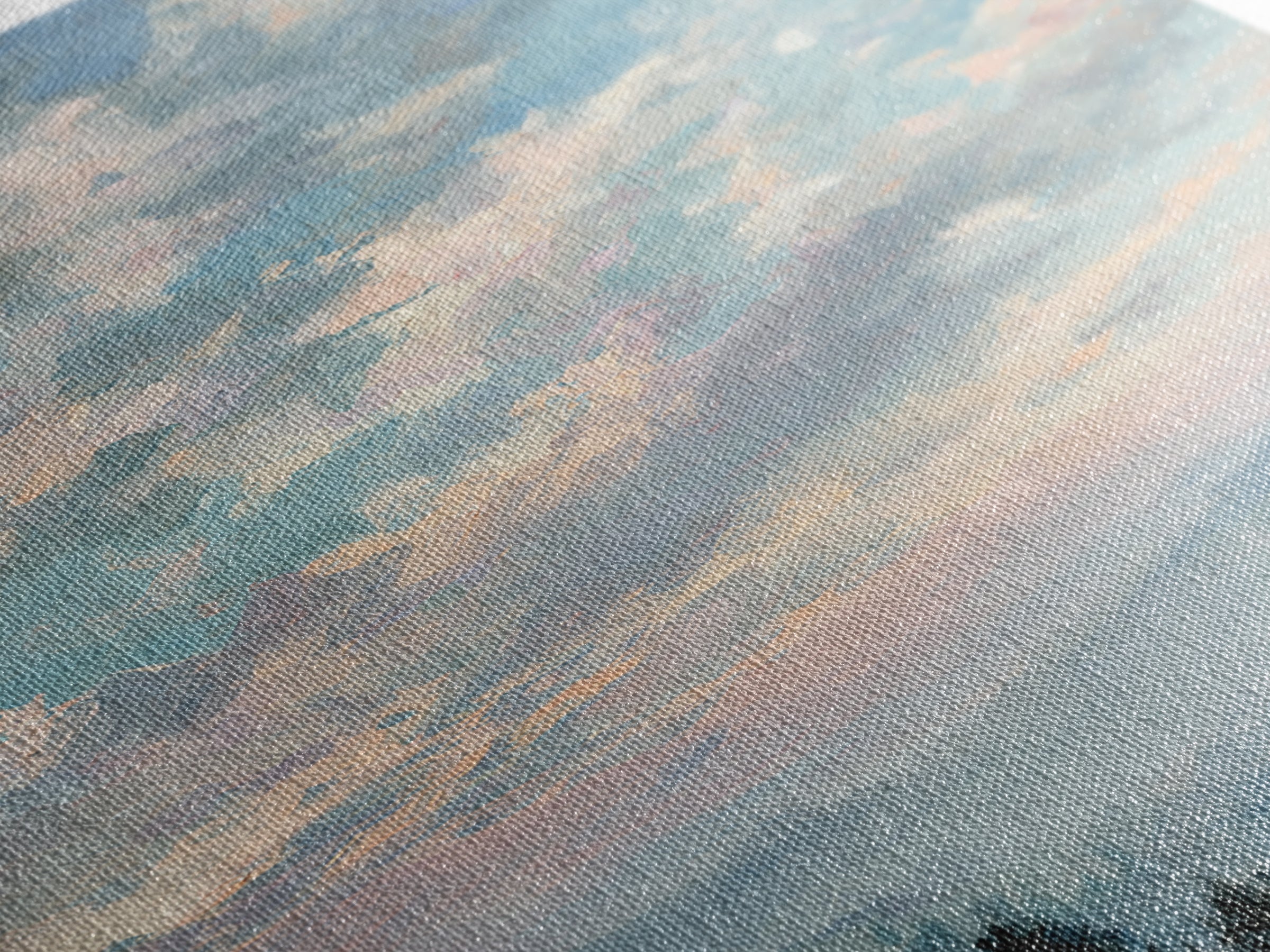 Tranquil Cloudscape with Blush Undertones Framed Canvas Print, Above Bed Art, Digital Art, Bedroom Decor, Fine Art, Serenity, ABA-2x3-13