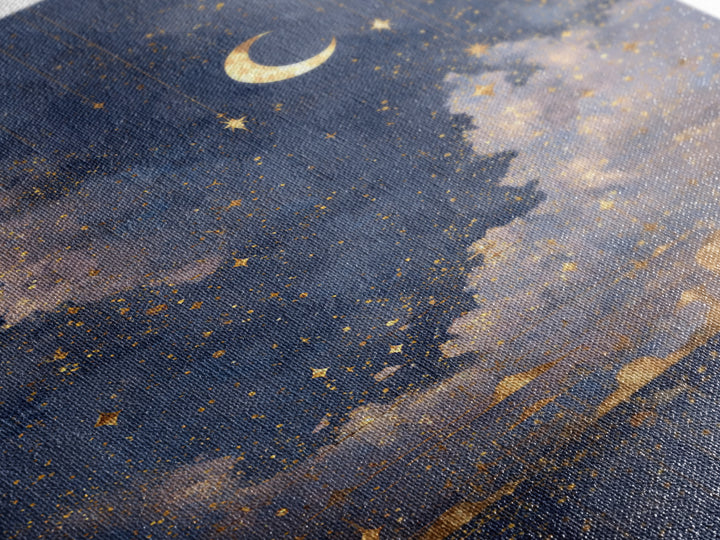 Subtle Celestial Scene Framed Canvas Print, Above Bed Art, Bedroom Decor, Oil Painting, Serenity, Textured Wall Art, ABA-2x3-21
