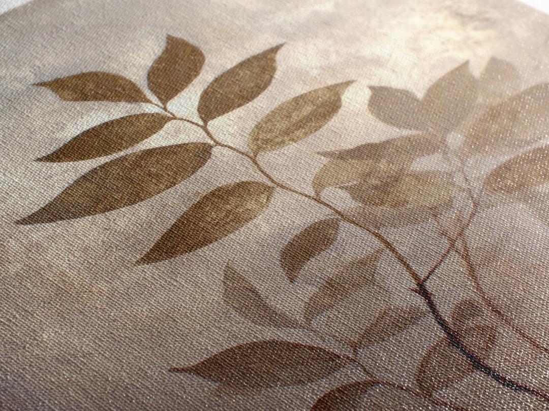Tonal Botanical Shadows on Plaster Surface Framed Canvas Print, Above Bed Art, Bedroom Decor, Oil Painting, Serenity, ABA-2x3-55