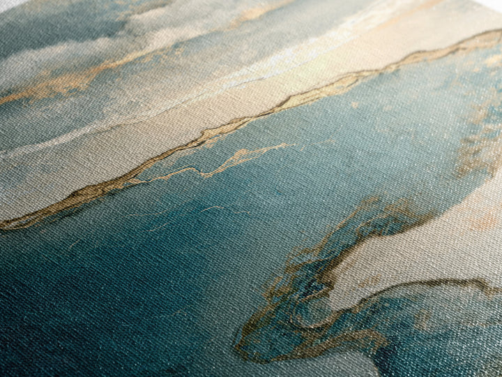 Serene Ocean Tide Seen from Above Canvas Print, Above Bed Art, Digital Print, Bedroom Decor, Watercolor Art, Serenity, ABA-2x3-77