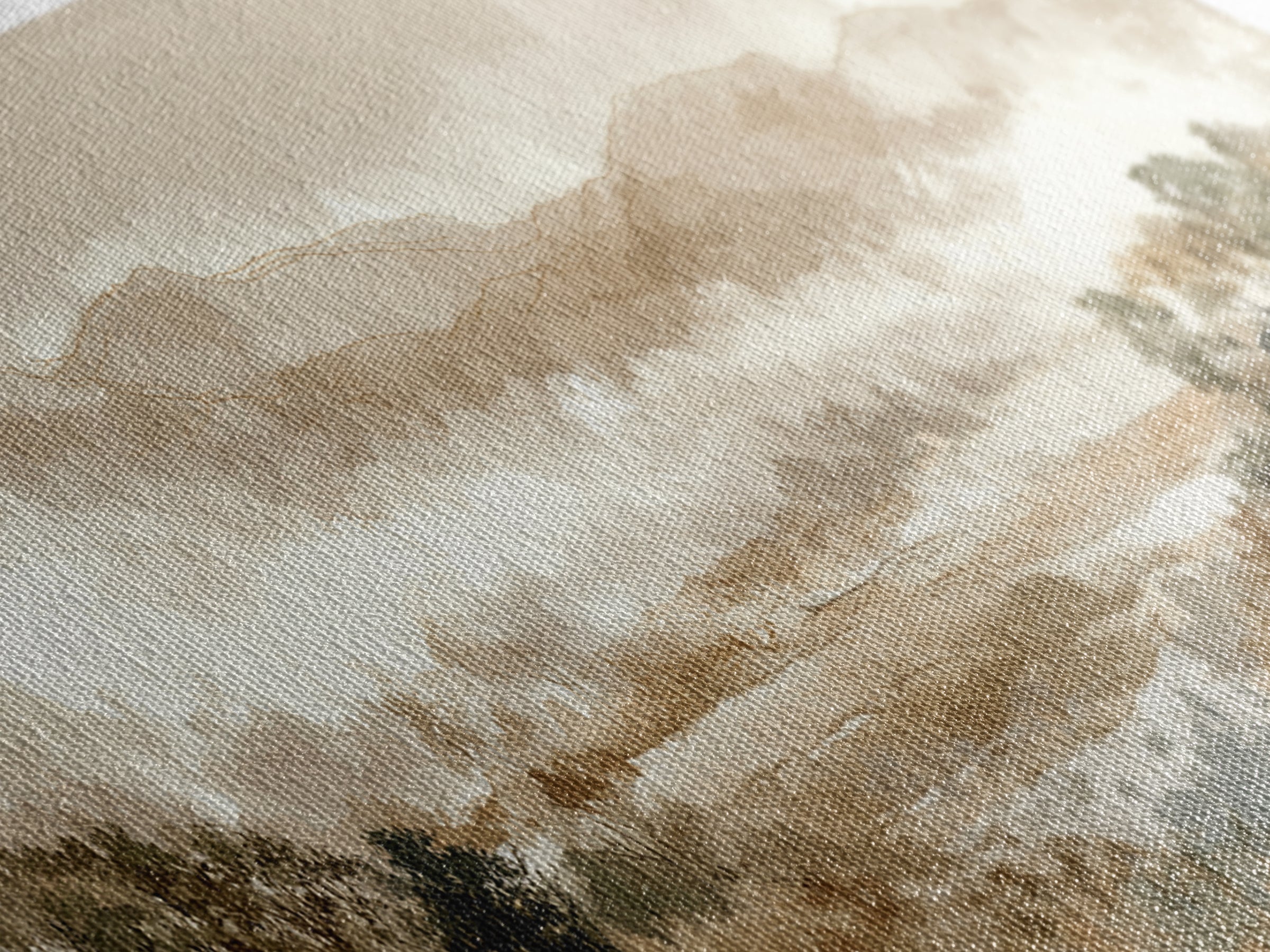 Panoramic Misty Mountain Landscape Framed Canvas Print, Above Bed Art, Boho Wall Art, Bedroom Decor, Fine Art, Serenity, ABA-3x1-17