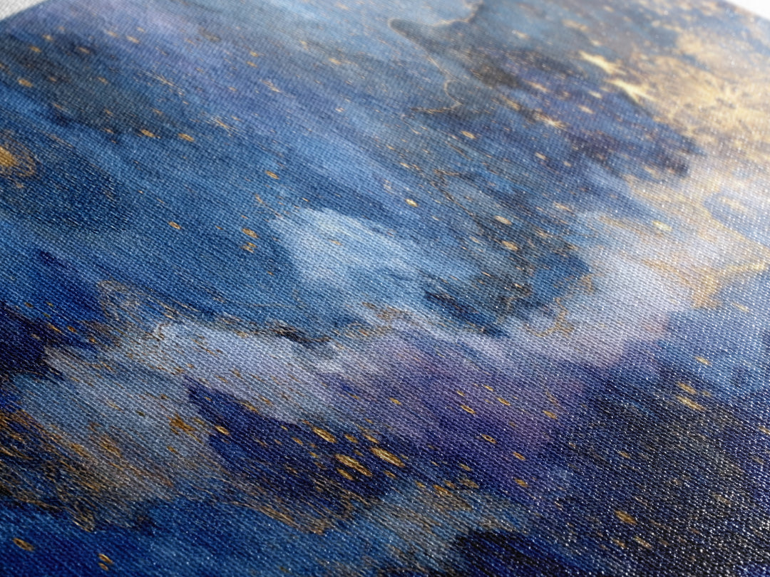 Subtle Celestial Scene Canvas Print, Above Bed Art, Printable Art, Bedroom Decor, Oil Painting, Serenity, Bedroom Wall Art, ABA-3x1-29