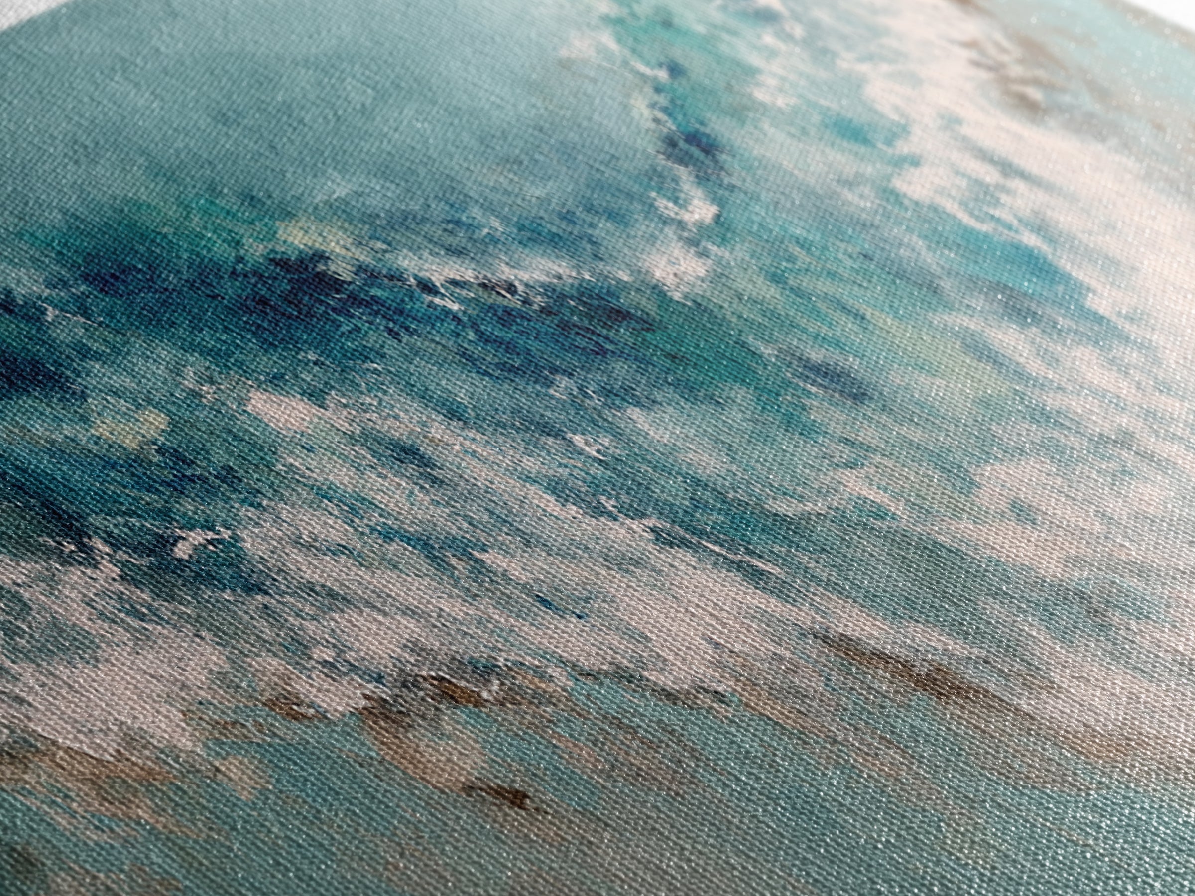 Serene Ocean Tide Seen from Above Framed Canvas Print, Above Bed Art, Whimsical Decor, Bedroom Decor, Fine Art, Serenity, ABA-3x1-37