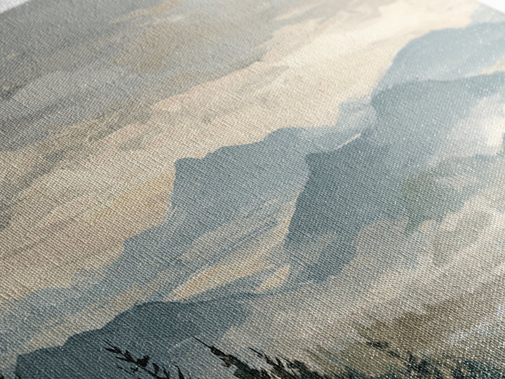Soft Alpine Horizon Canvas Print, Above Bed Art, Home Decor, Bedroom Decor, Oil Painting, Serenity, Contemporary Art, ABA-3x1-40