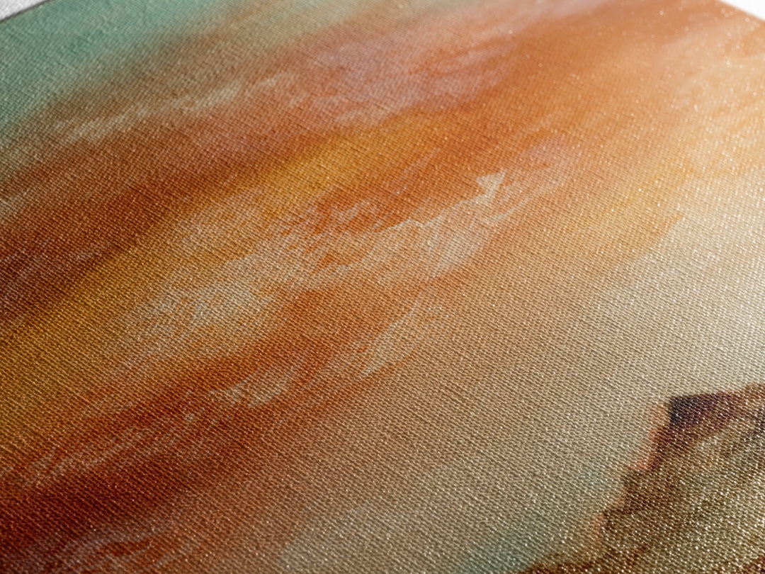 Dreamy Desert Sunset Framed Canvas Print, Above Bed Art, Digital Art, Bedroom Decor, Fine Art, Serenity, Living Room Decor, ABA-3x1-47