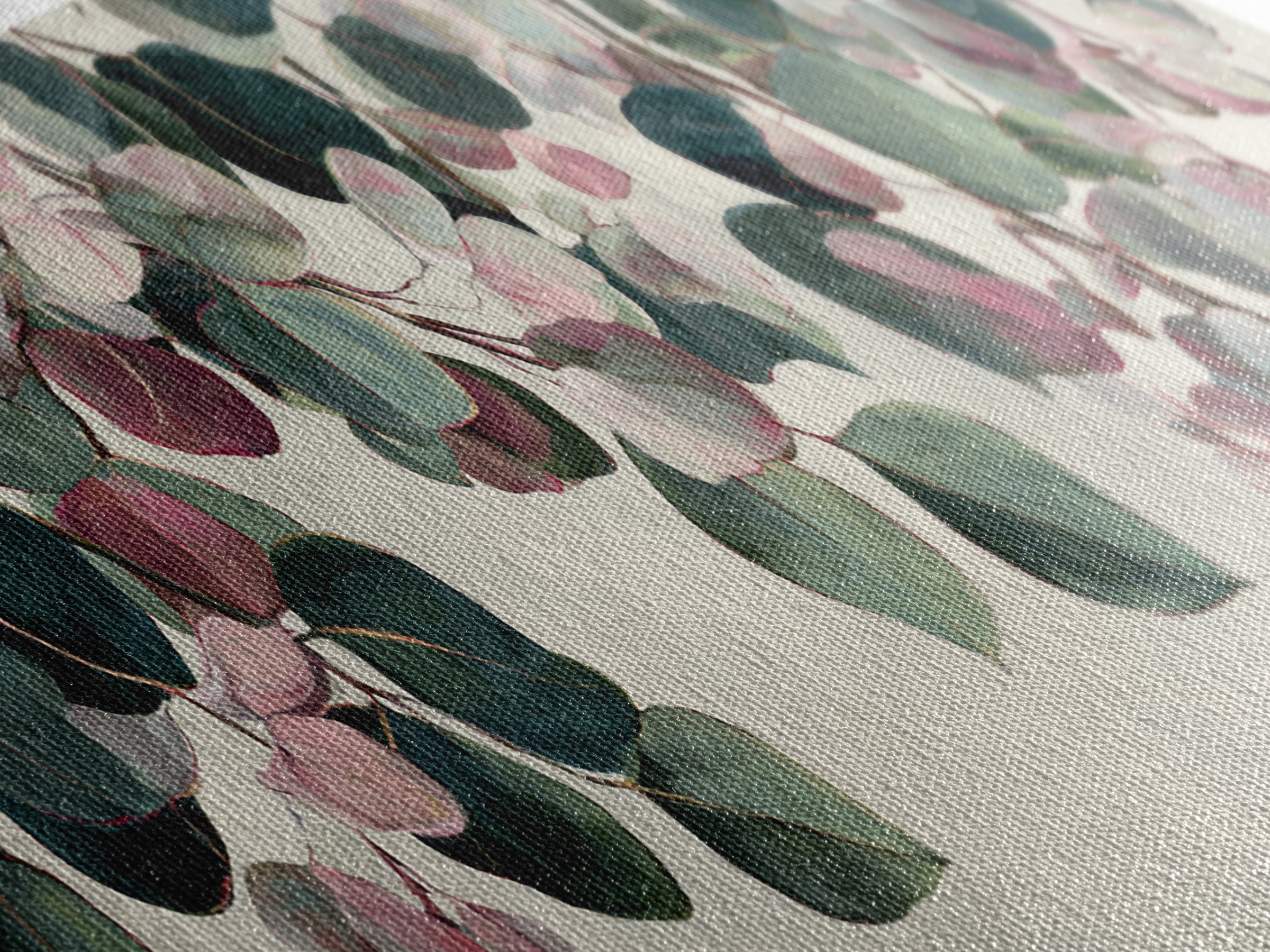 Soft Eucalyptus Branches Arranged Symmetrically Canvas Print, Above Bed Art, Art Print, Bedroom Decor, Watercolor Art, Serenity, ABA-3x1-70