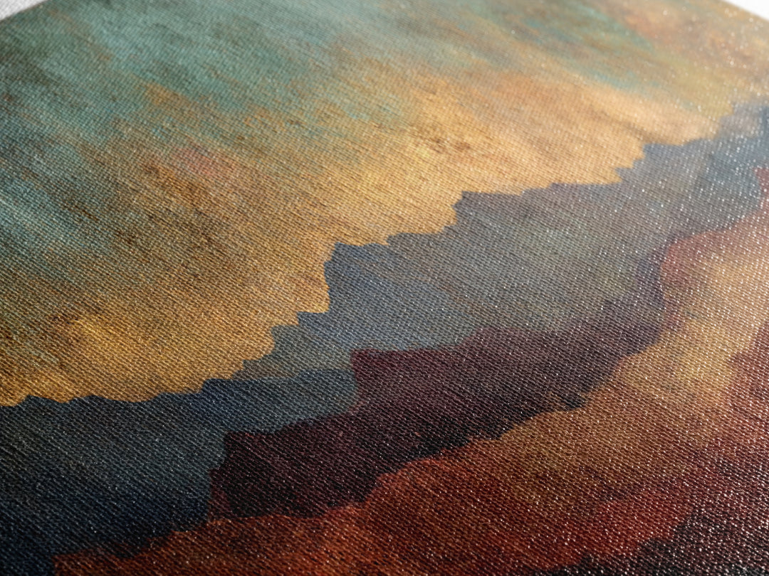 Dreamy Desert Sunset Canvas Print, Above Bed Art, Original Art, Bedroom Decor, Oil Painting, Serenity, Sage Green Wall Art, ABA-3x1-71