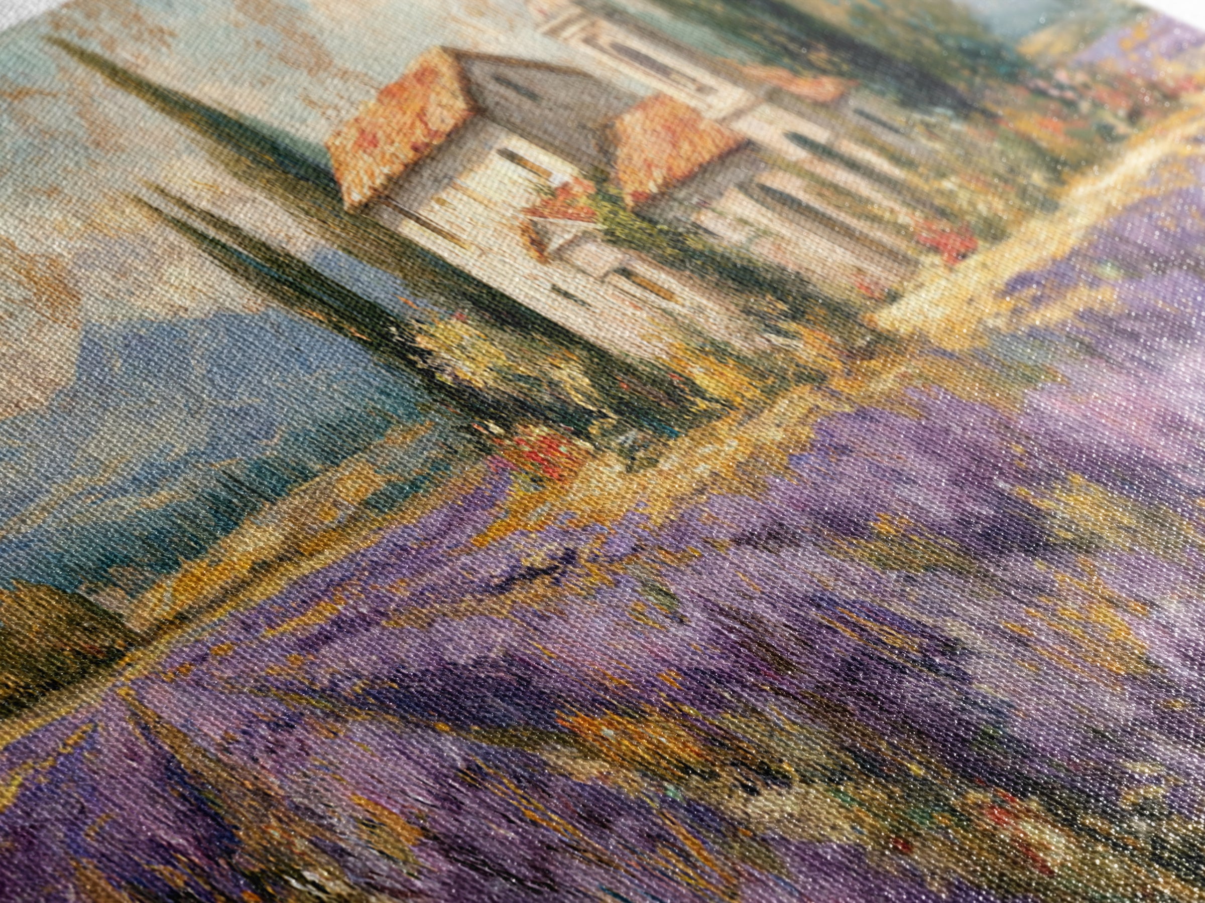 Oversized Lavender Field Canvas Print, Above Bed Art, Mid Century Modern, Bedroom Decor, Serenity, Horizontal Wall Art, ABA-3x1-83