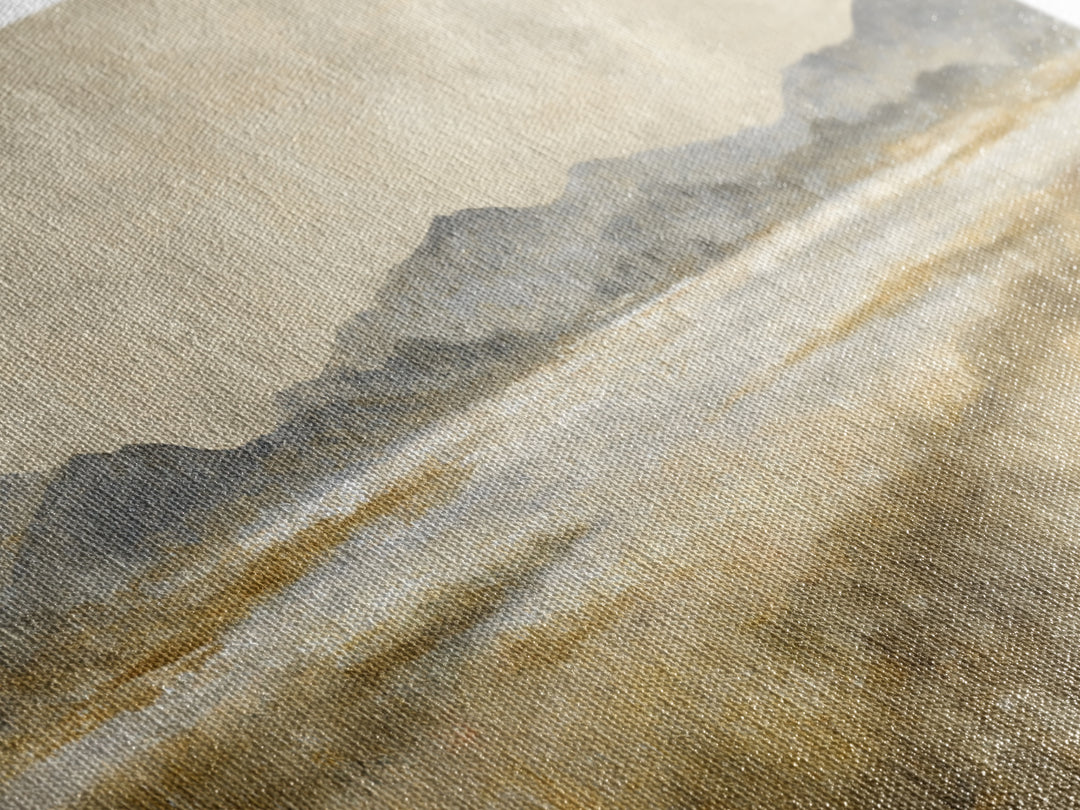 Panoramic Misty Mountain Landscape Framed Canvas Print, Above Bed Art, Bedroom Wall Decor, Bedroom Decor, Fine Art, Serenity, ABA-3x1-89
