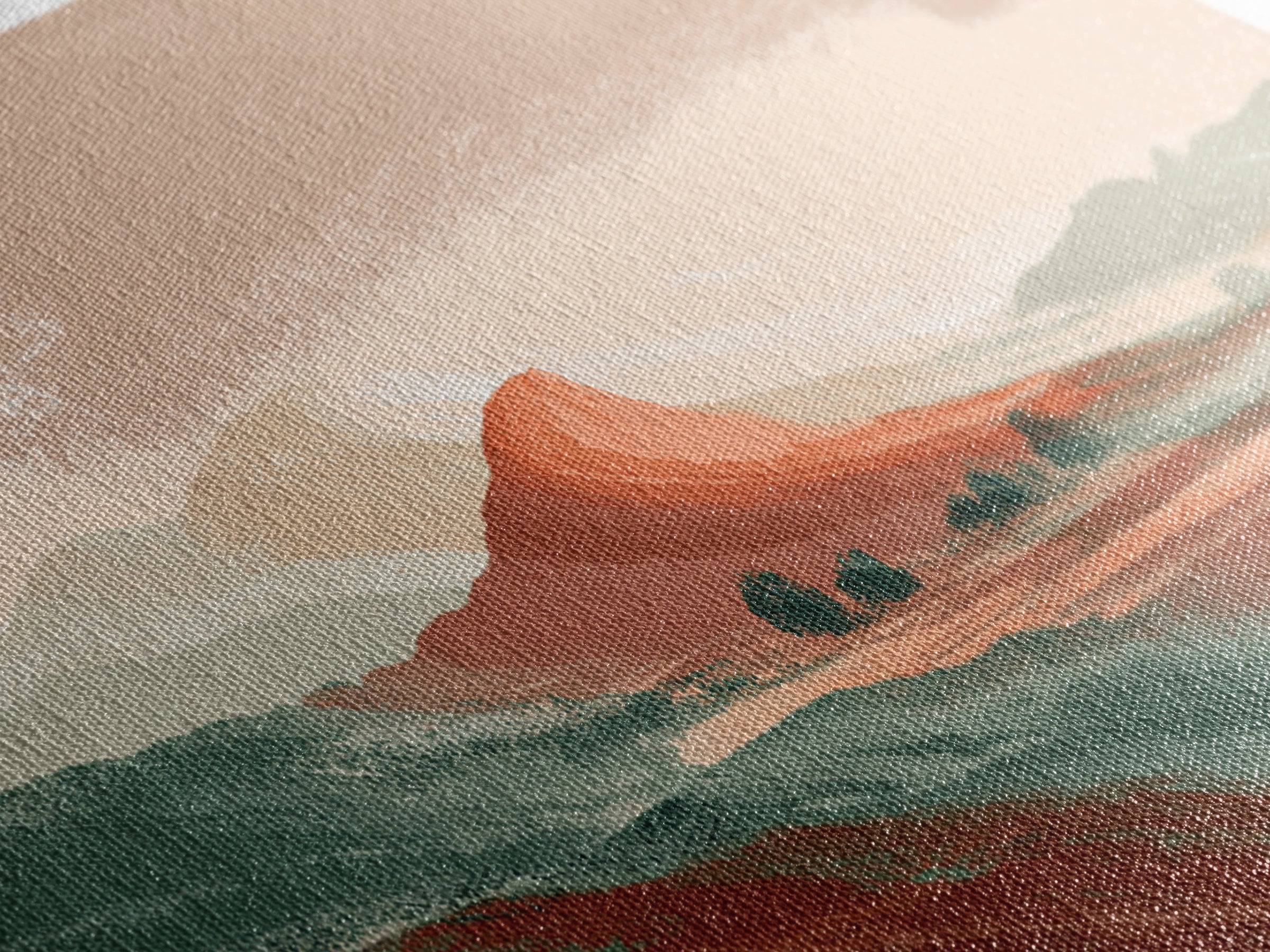 Dreamy Desert Sunset Canvas Print, Above Bed Art, Textured Painting, Bedroom Decor, Fine Art, Serenity, Original Art, ABA-3x1-95