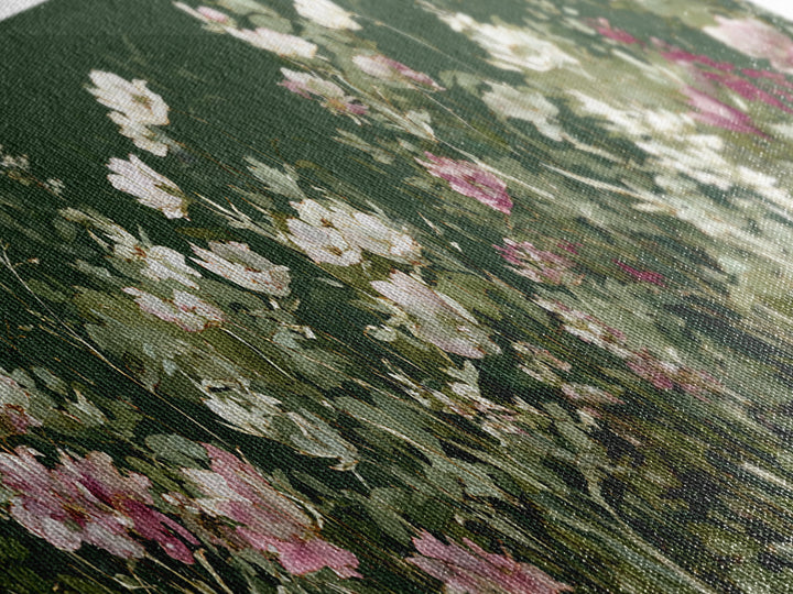 Wide Meadow of Muted Wildflowers at Dusk Canvas Print, Above Bed Art, Boho Wall Decor, Bedroom Decor, Oil Painting, Serenity, ABA-3x1-98