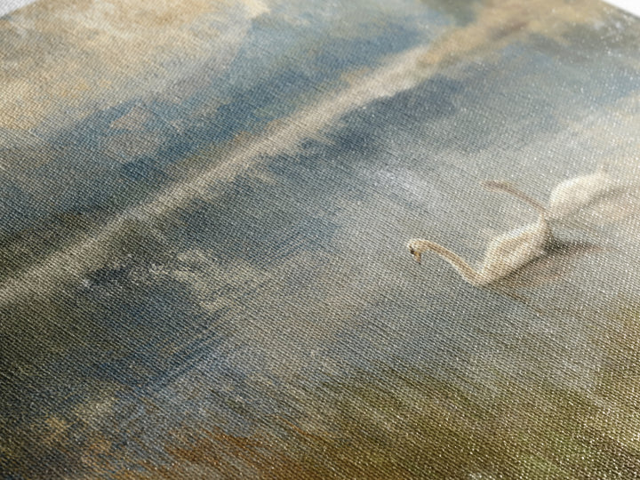 Paired Swans in a Dreamy Painterly Lake Canvas Print, Above Bed Art, Canvas Wall Art, Bedroom Decor, Watercolor Art, Serenity, ABA-3x2-26