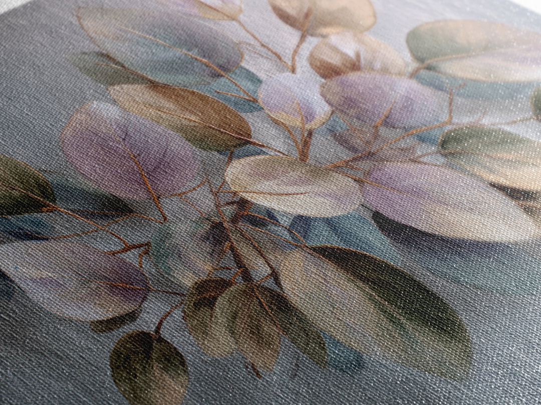 Soft Eucalyptus Branches Arranged Symmetrically Canvas Print, Above Bed Art, Boho Wall Art, Bedroom Decor, Watercolor Art, ABA-3x2-34