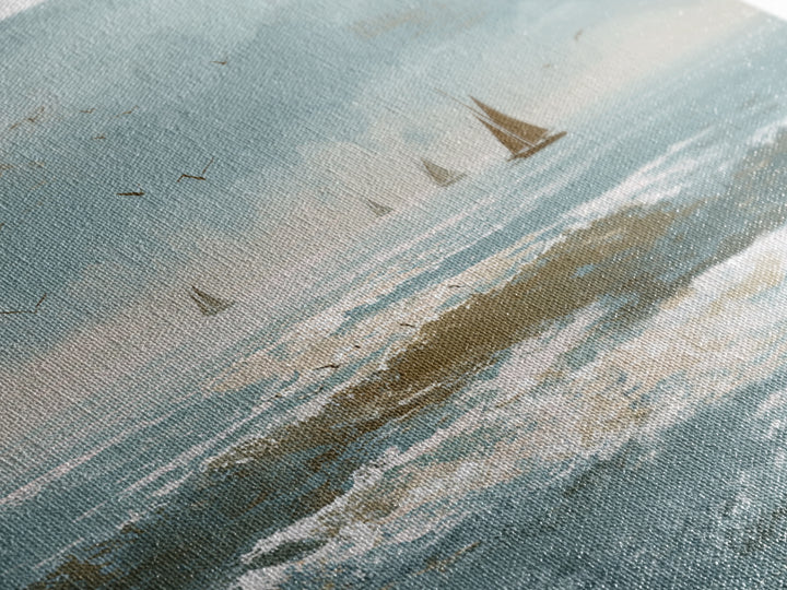 Serene Ocean Tide Seen from Above Canvas Print, Above Bed Art, Western Decor, Bedroom Decor, Oil Painting, Serenity, ABA-3x2-49