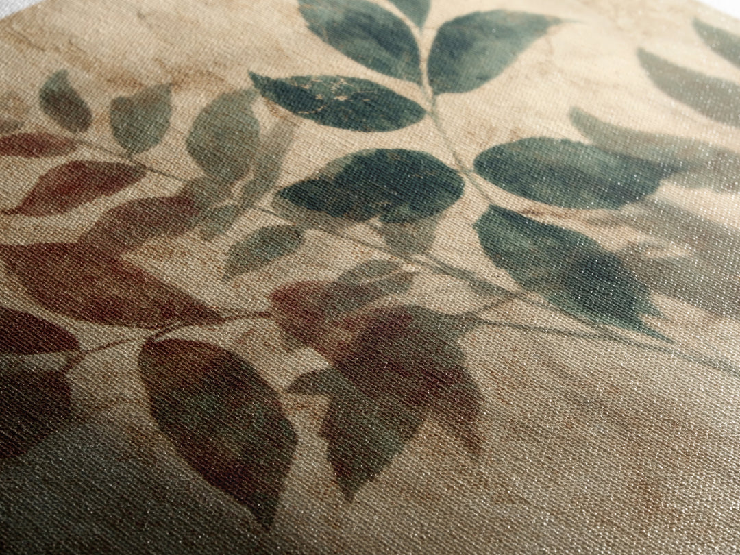 Tonal Botanical Shadows on Plaster Surface Canvas Print, Above Bed Art, Living Room Wall Art, Bedroom Decor, Oil Painting, ABA-3x2-51