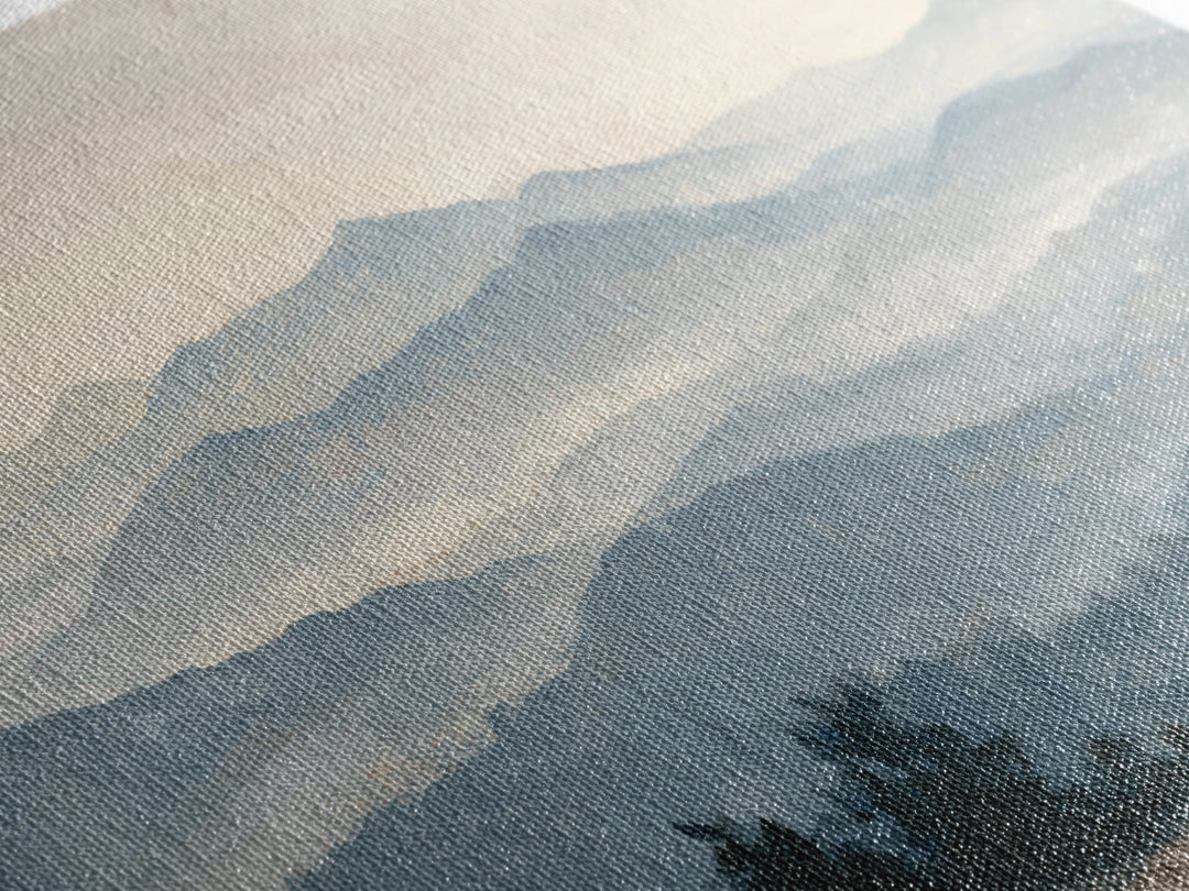 Panoramic Misty Mountain Landscape Canvas Print, Above Bed Art, Living Room Wall Art, Bedroom Decor, Fine Art, Serenity, ABA-3x2-53