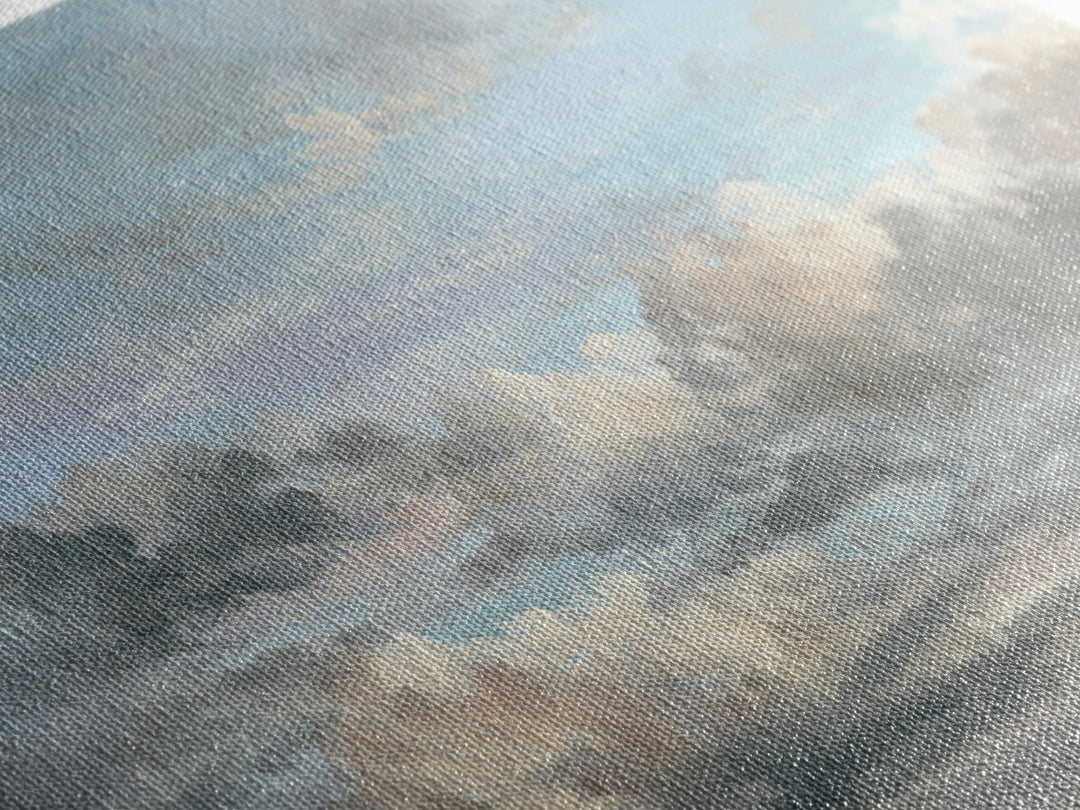 Tranquil Cloudscape with Blush Undertones Canvas Print, Above Bed Art, Japanese Wall Art, Bedroom Decor, Fine Art, Serenity, ABA-3x2-57