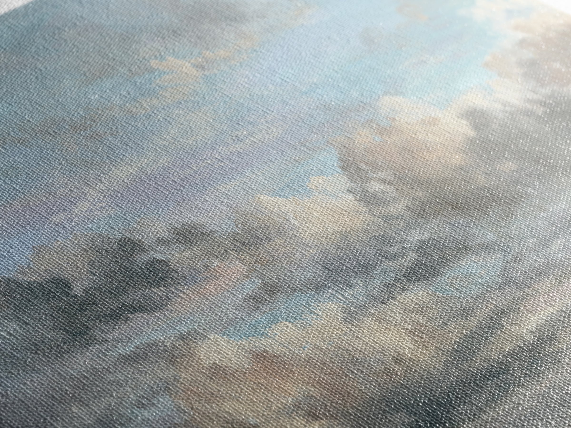 Tranquil Cloudscape with Blush Undertones Canvas Print, Above Bed Art, Japanese Wall Art, Bedroom Decor, Fine Art, Serenity, ABA-3x2-57