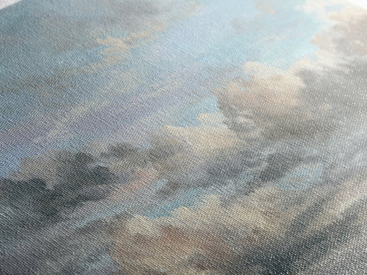 Tranquil Cloudscape with Blush Undertones Canvas Print, Above Bed Art, Japanese Wall Art, Bedroom Decor, Fine Art, Serenity, ABA-3x2-57