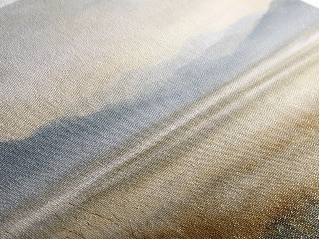 Panoramic Misty Mountain Landscape Framed Canvas Print, Above Bed Art, Home Decor, Bedroom Decor, Fine Art, Serenity, ABA-3x2-77