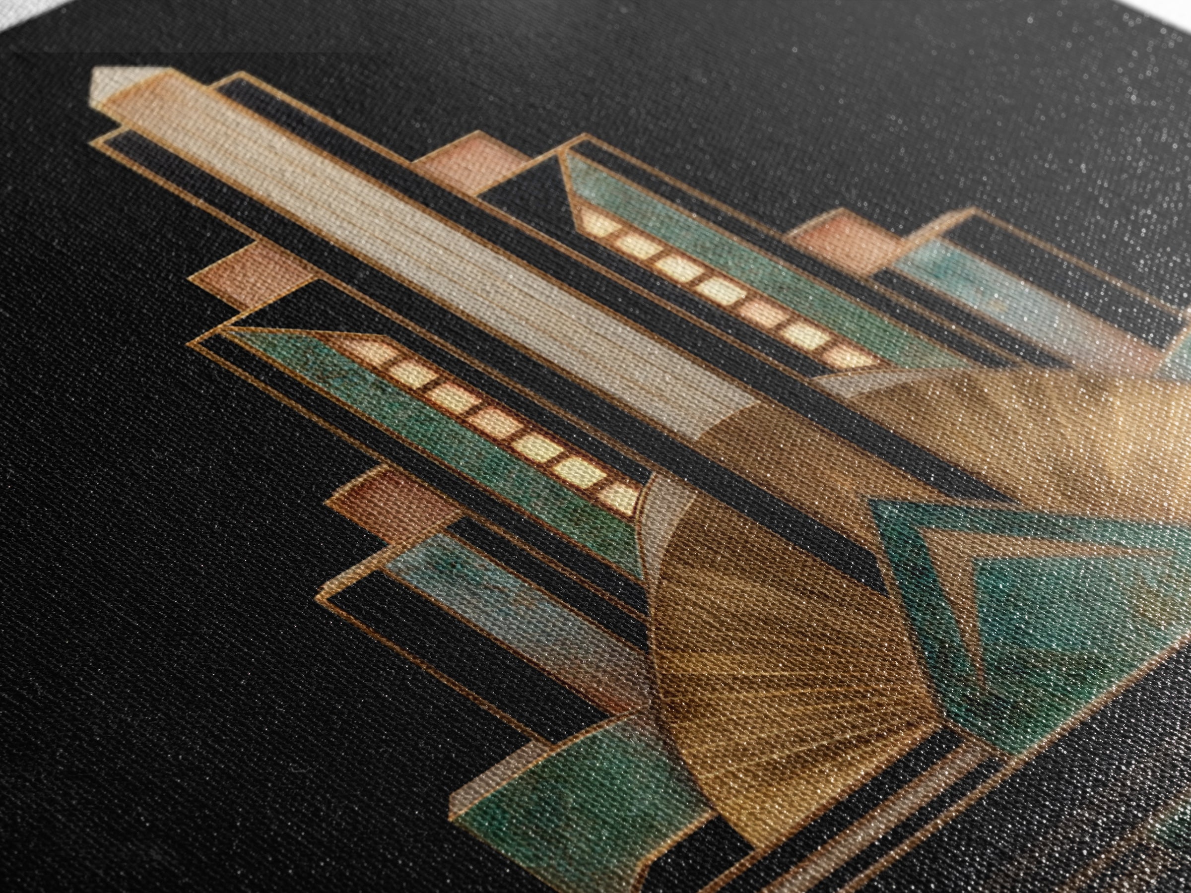 Stylized Skyscraper Crown Framed Canvas Print, Art Deco Art, Art Deco Wallpaper, Living Room Decor, Fine Art, Glamour, ADA-1x1-46