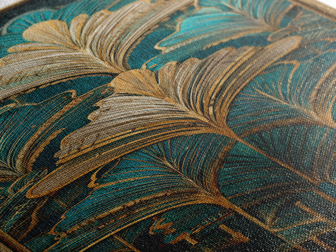 Golden Palm Fronds Arranged Canvas Print, Art Deco Art, Printable Art, Living Room Decor, Fine Art, Glamour, Neutral Decor, ADA-1x3-68